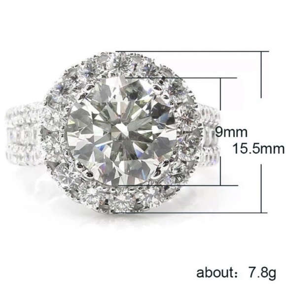 NEW 925 STERLING SILVER ROUND DIAMOND HALO RING, CUTE RING, SHINY RING. - Picture 7 of 7